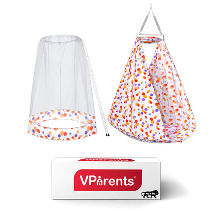 VParents Preemie Baby Swing Cradle with Mosquito Net and Spring VParents