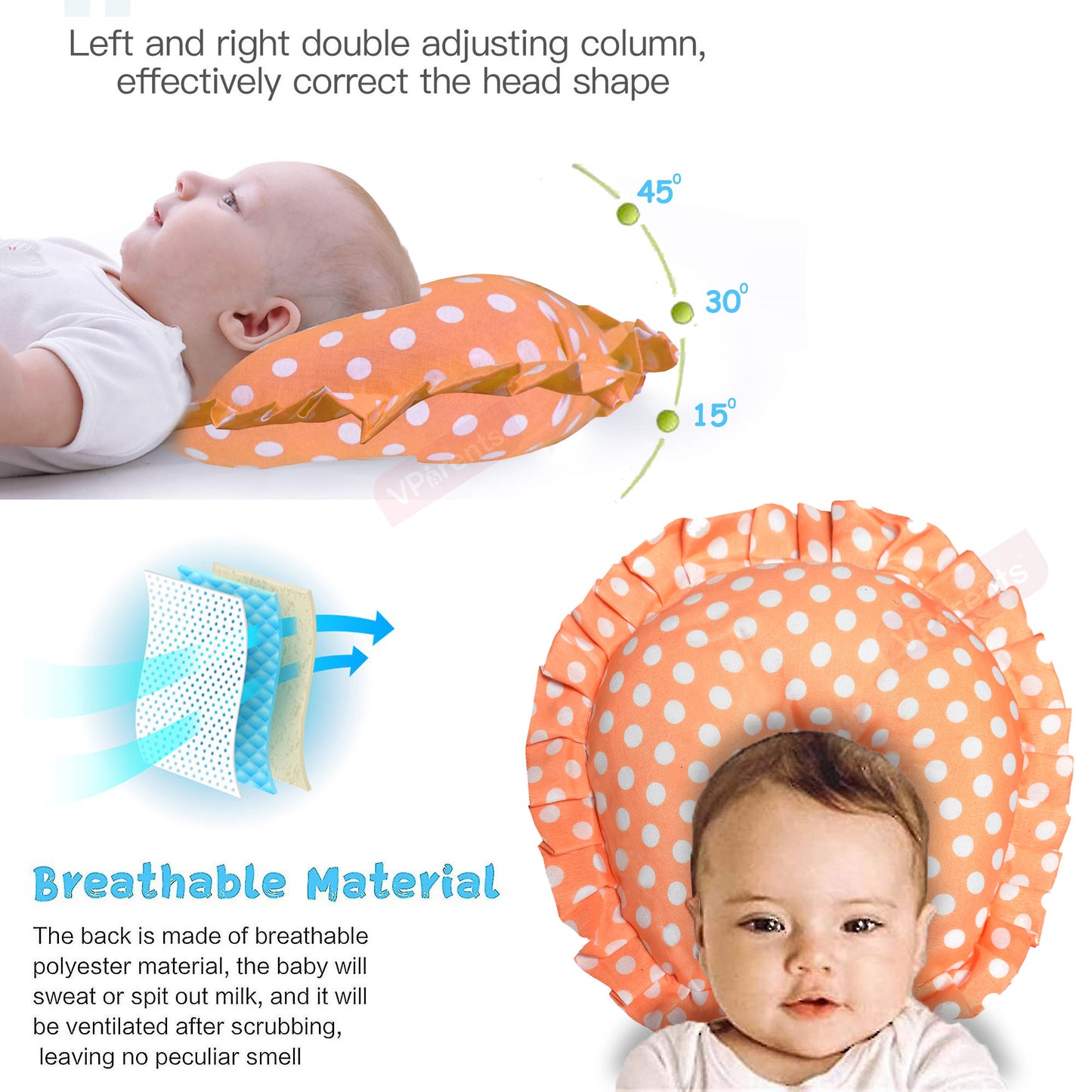 VParents Toddler Neck Support Soft Pillow for New Born Baby U Shape Pillow VParents