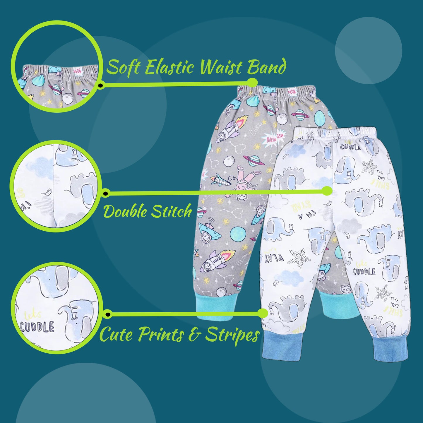 VParents Regular Loose Fit Track  Pajama Pants for Boys and Girls (pack of 6)(prints may vary) VParents