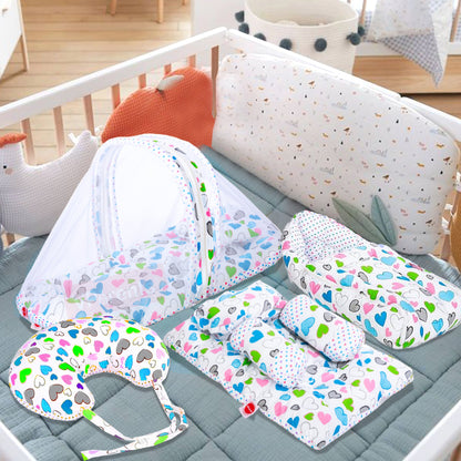 Daisy Baby 4 Piece Bedding Set with Pillow and Bolsters Sleeping Bag and Bedding Set and Feeding Pillow Combo