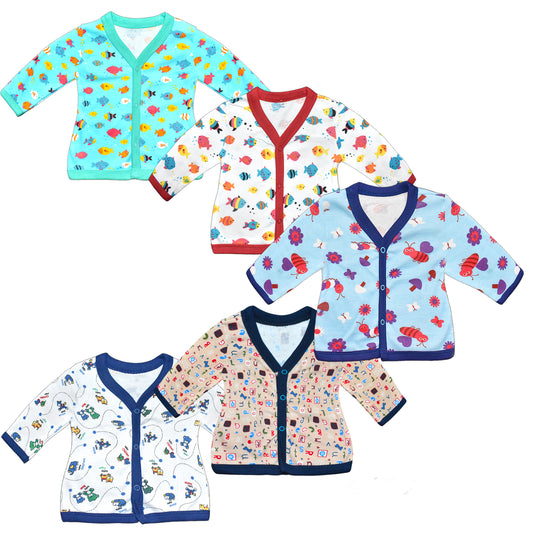 Vparents full sleeves Cotton New Born Baby Boy's & Baby Girls jabla -Multicolour - pack of 5 Assorted Design VParents