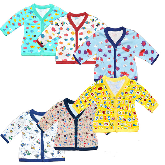 Vparents full sleeves Cotton New Born Baby Boy's & Baby Girls jabla -Multicolour - pack of 6 Assorted Design VParents