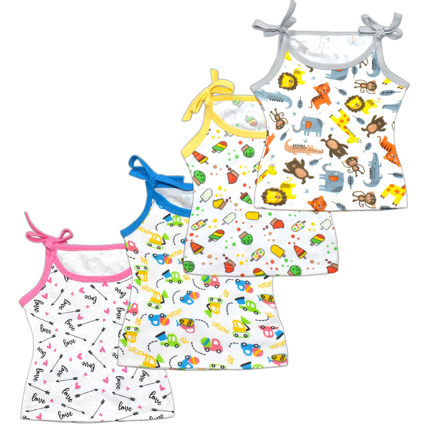 VParents Cotton New Born Baby Boy's & Baby Girls jabla -Multicolour - pack of 4 Assorted Design
