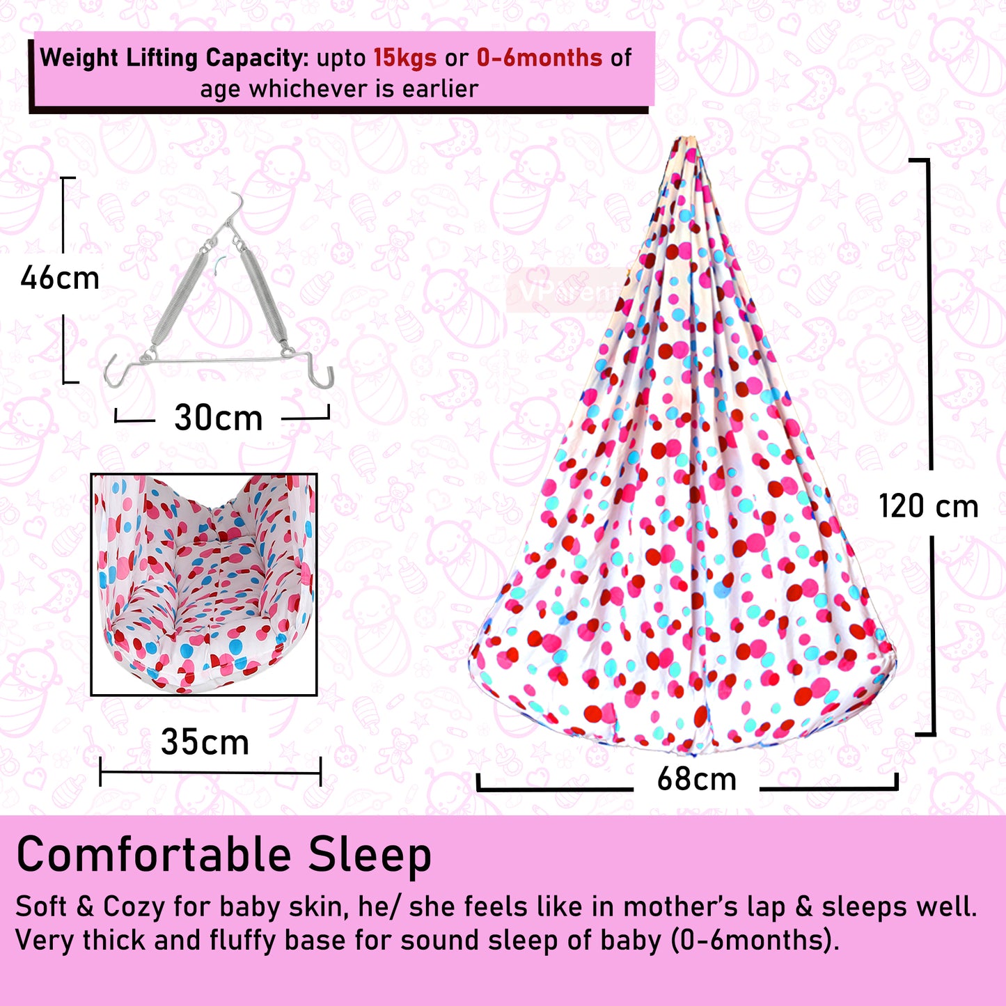 VParents Preemie Baby Swing Cradle with Mosquito Net and Spring VParents