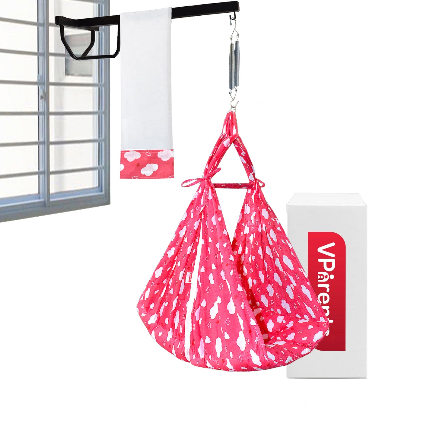 Sunny Baby Swing Cradle with Mosquito net Spring and Metal Window Cradle Hanger VParents