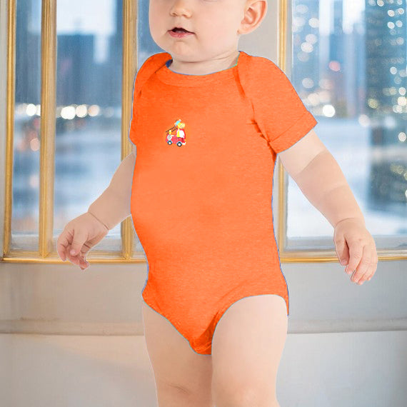 Bodice Half Sleeves Baby Romper Body Suits Jump Suit for Boys and Girls Set of 3 (Orange)