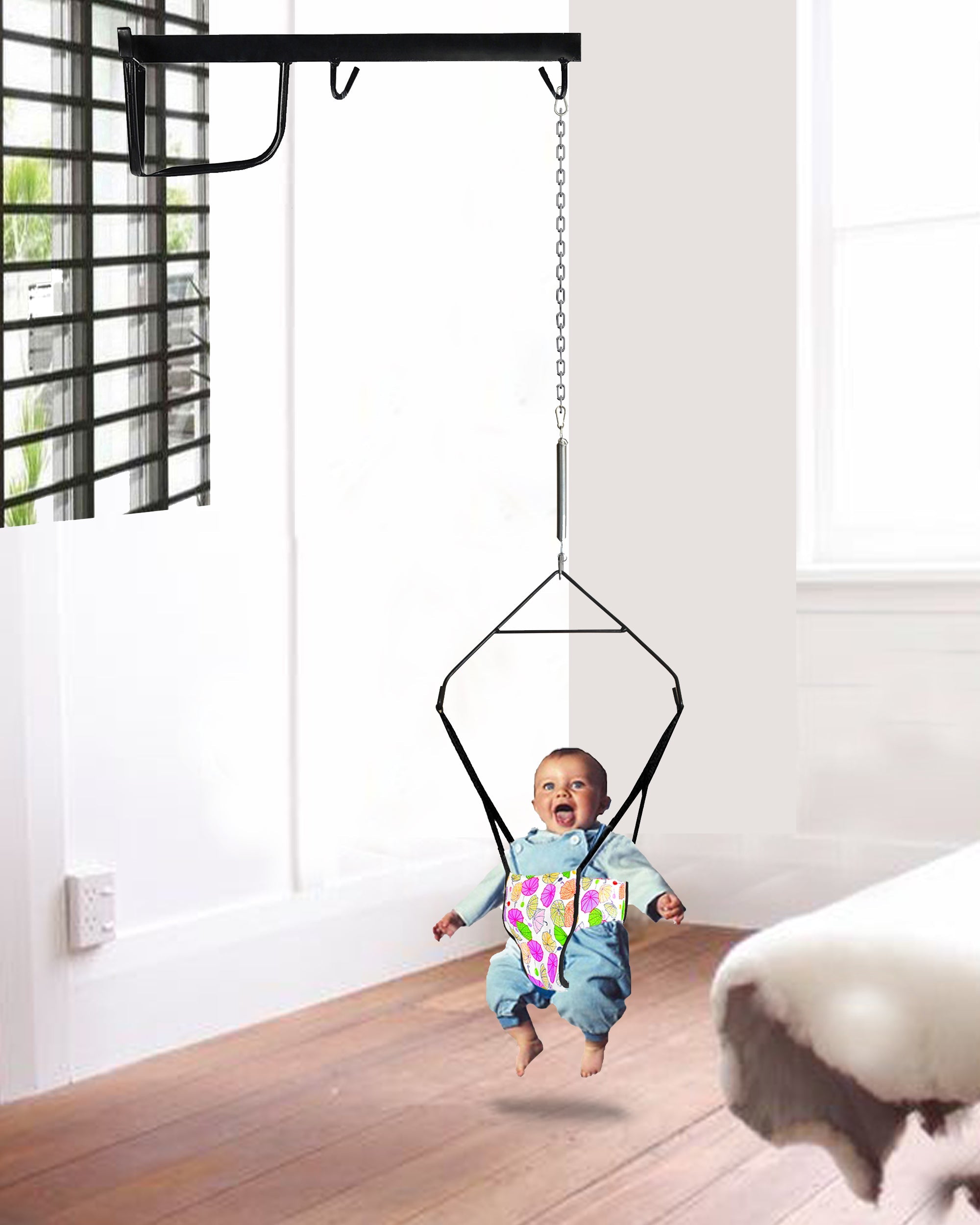 Vparents 2 in 1 Baby Toddler Jumper with Window Hanging Metal Stand Cu VParents