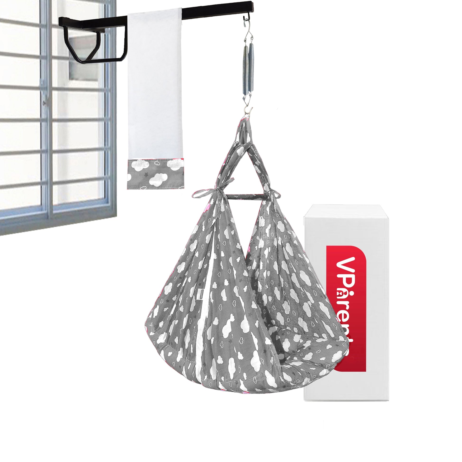 Sunny Baby Swing Cradle with Mosquito net Spring and Metal Window Cradle Hanger VParents