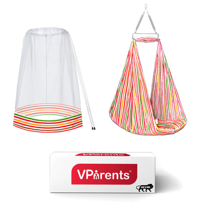 VParents Neonate Baby Swing Cradle with Mosquito Net and Spring VParents