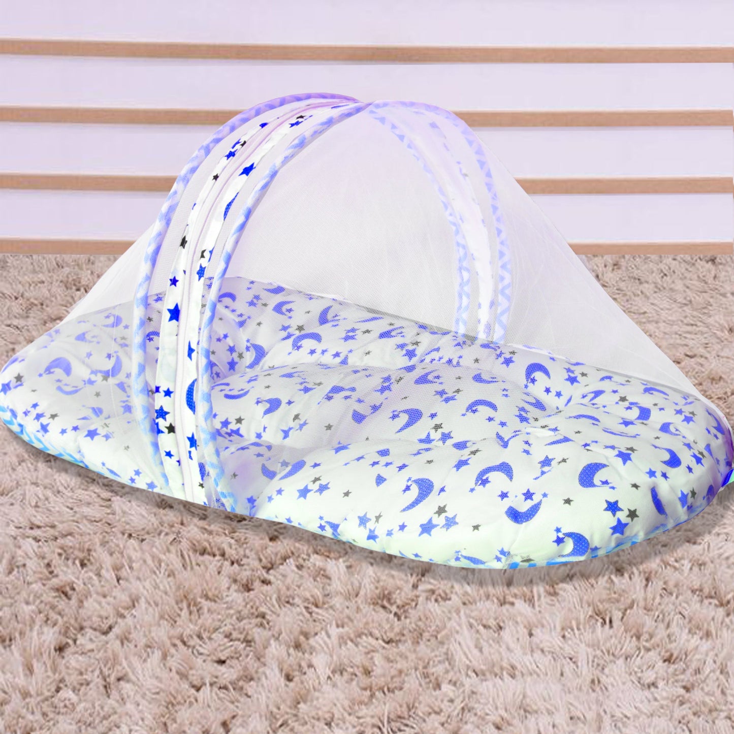 VParents galaxy  Baby Bed with Mosquito Net with Zip Closure & Neck Pillow, Baby Bedding for New Born