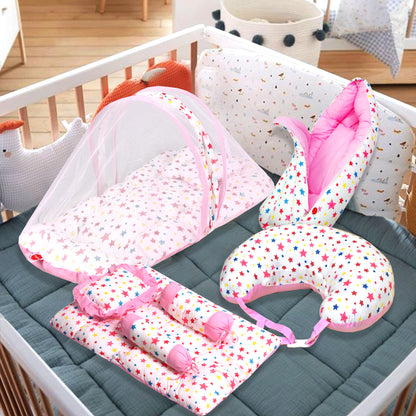 VParents joy Baby 4 Piece Bedding Set with Pillow and Bolsters Sleeping Bag and Bedding Set and Feeding Pillow Combo