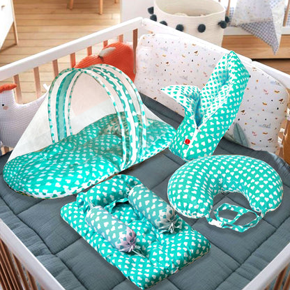 VParents Rosy Baby 4 Piece Bedding Set with Pillow and Bolsters Sleeping Bag and Bedding Set and Feeding Pillow Combo