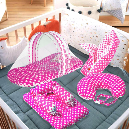 VParents Rosy Baby 4 Piece Bedding Set with Pillow and Bolsters Sleeping Bag and Bedding Set and Feeding Pillow Combo