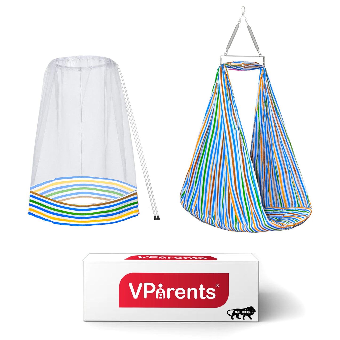 VParents Neonate Baby Swing Cradle with Mosquito Net and Spring VParents