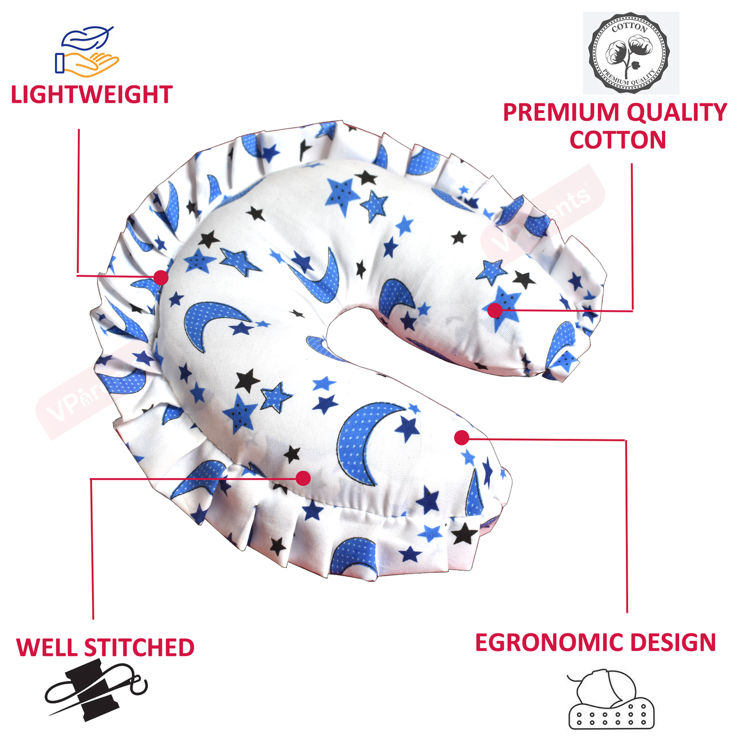 VParents Neck Support Soft Pillow for New Born Baby U Shape Pillow Pack of 2