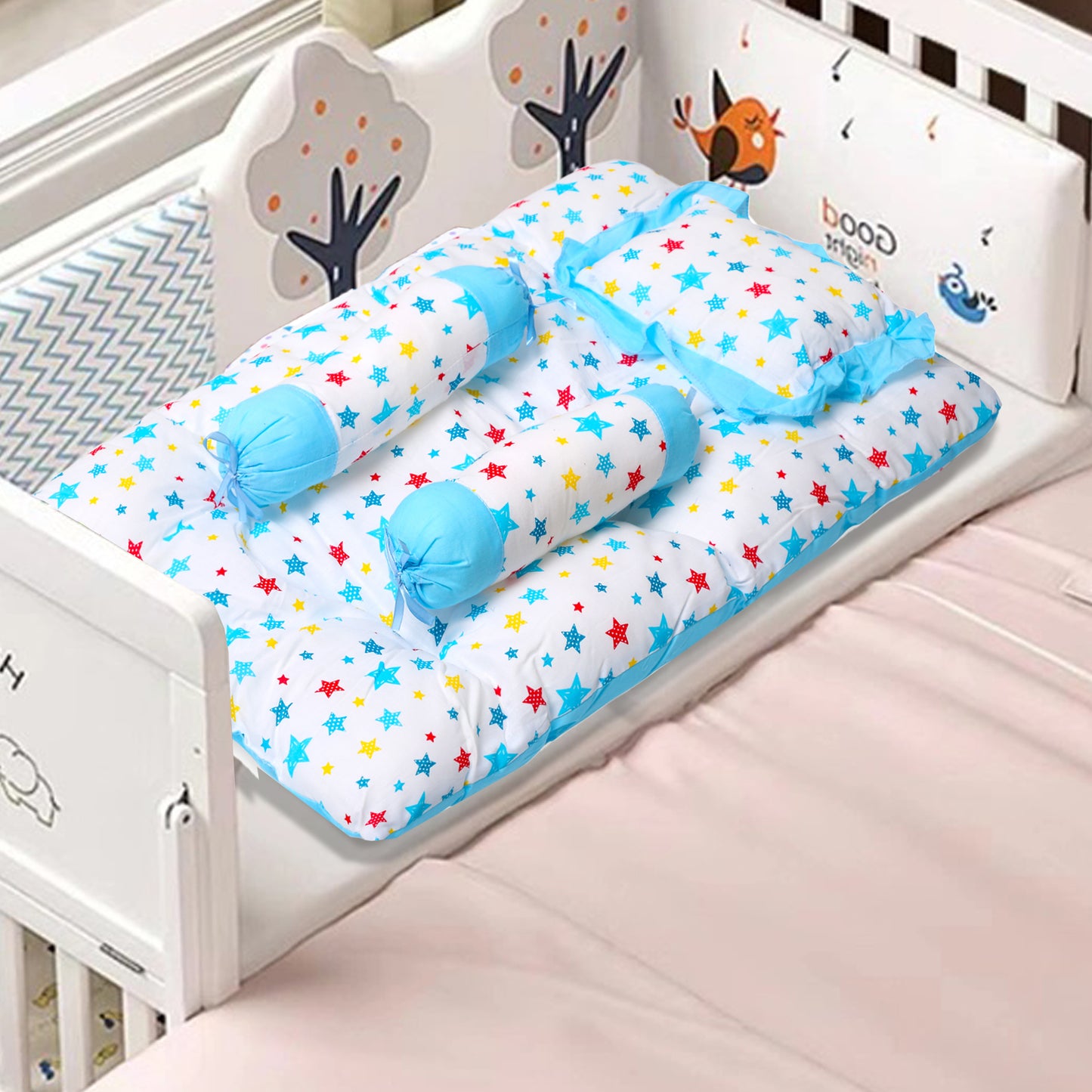 VParents joy Baby 4 Piece Bedding Set with Pillow and Bolsters Sleeping Bag and Bedding Set and Feeding Pillow Combo