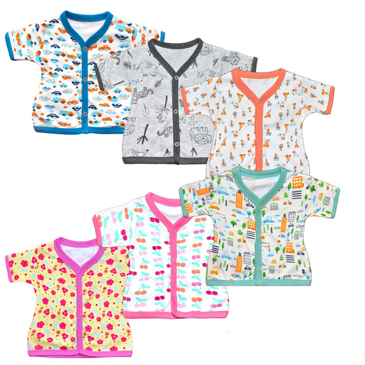 Vparents half sleeves Cotton New Born Baby Boy's & Baby Girls jabla -Multicolour - pack of 6 Assorted Design VParents