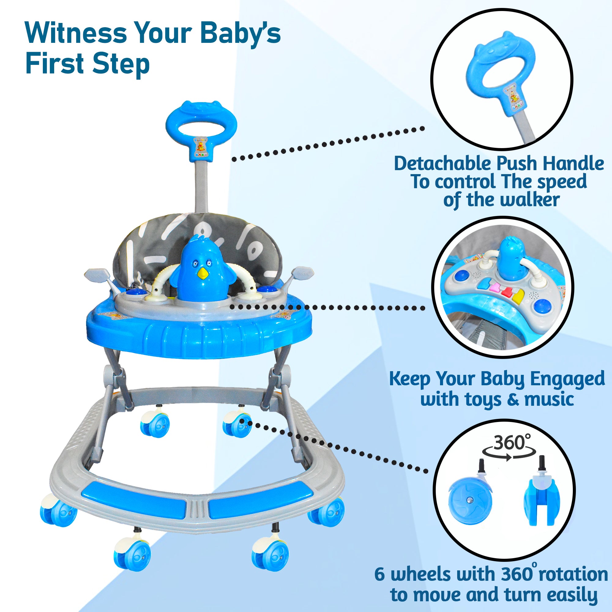 Baby walker with push handle deals