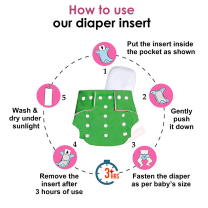 Solid Washable Reusable Adjustable pocket baby Cloth Diaper with insert