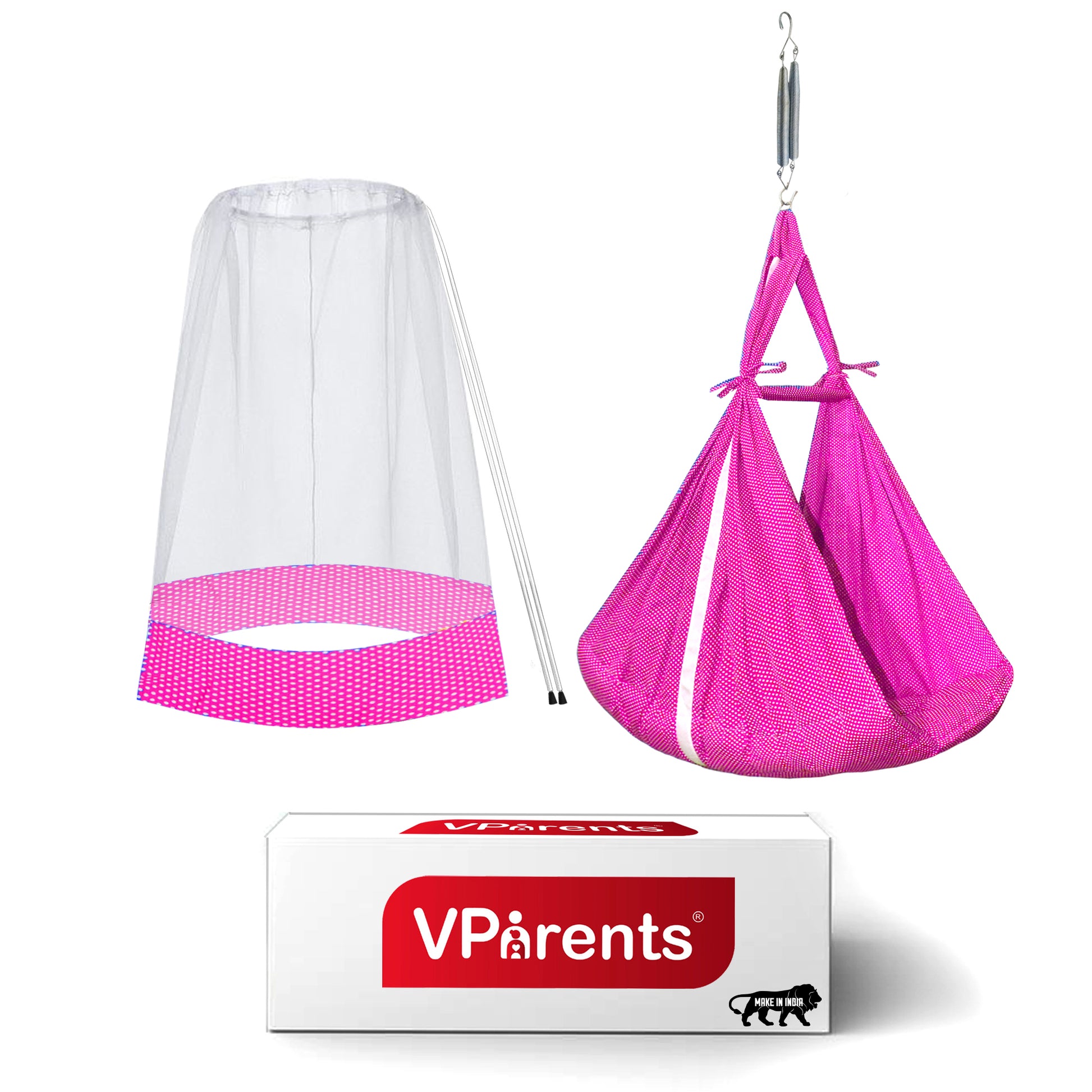 VParents Infant Baby Swing Cradle with Mosquito Net and Spring VParents