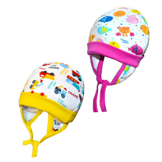 Vparents Cotton Cap For New Born Baby Baby Boy&Girl Pack Of 2  Multicolor - Assorted Design