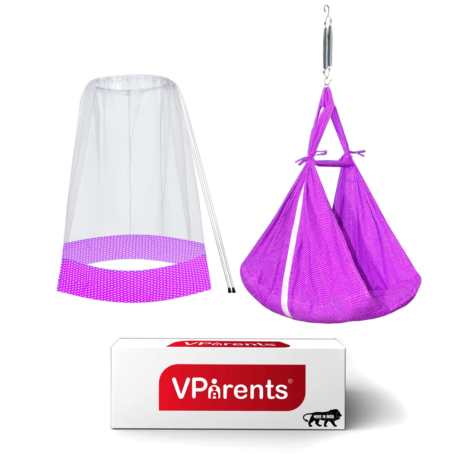 VParents Infant Baby Swing Cradle with Mosquito Net and Spring VParents