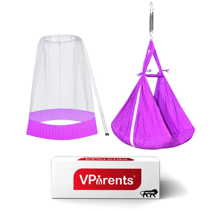 VParents Infant Baby Swing Cradle with Mosquito Net and Spring VParents