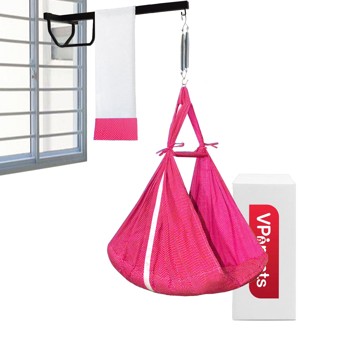 VParents Infant Baby Swing Cradle with Mosquito net Spring and Metal Window Cradle Hanger VParents