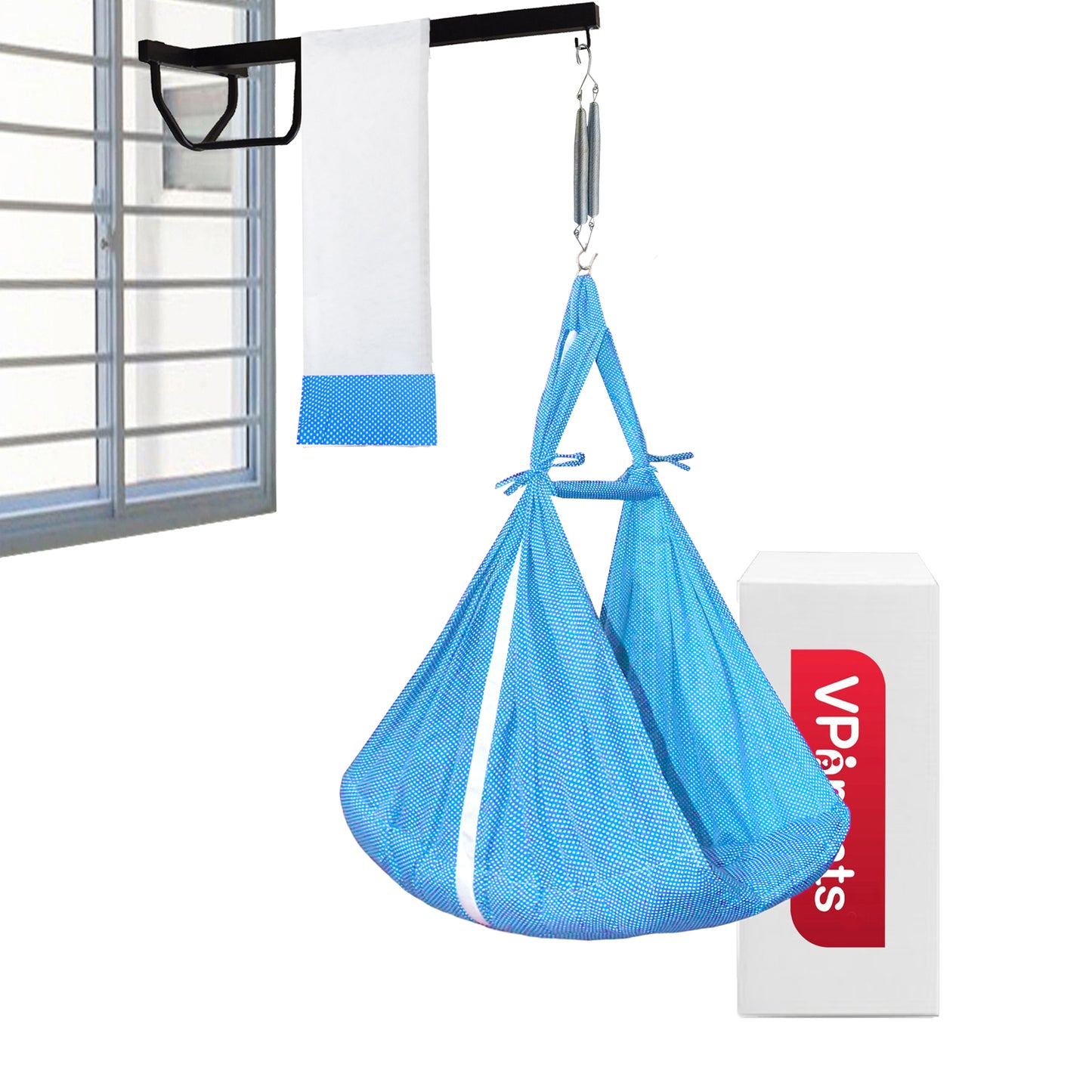 VParents Infant Baby Swing Cradle with Mosquito net Spring and Metal Window Cradle Hanger VParents